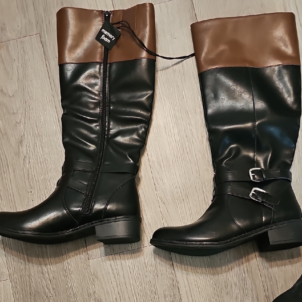 Arizona Jean Company Black and Brown Over the Knee Boots